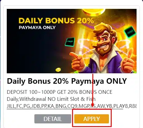 PANALO999 PayMaya Daily Bonus 20%