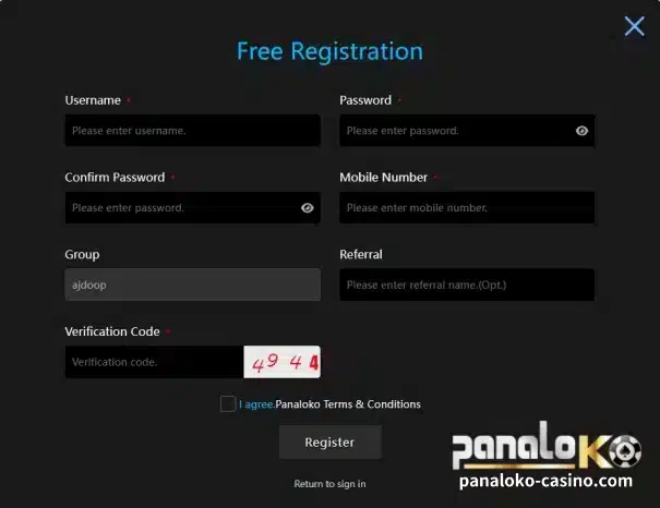 PanaloKO free registration